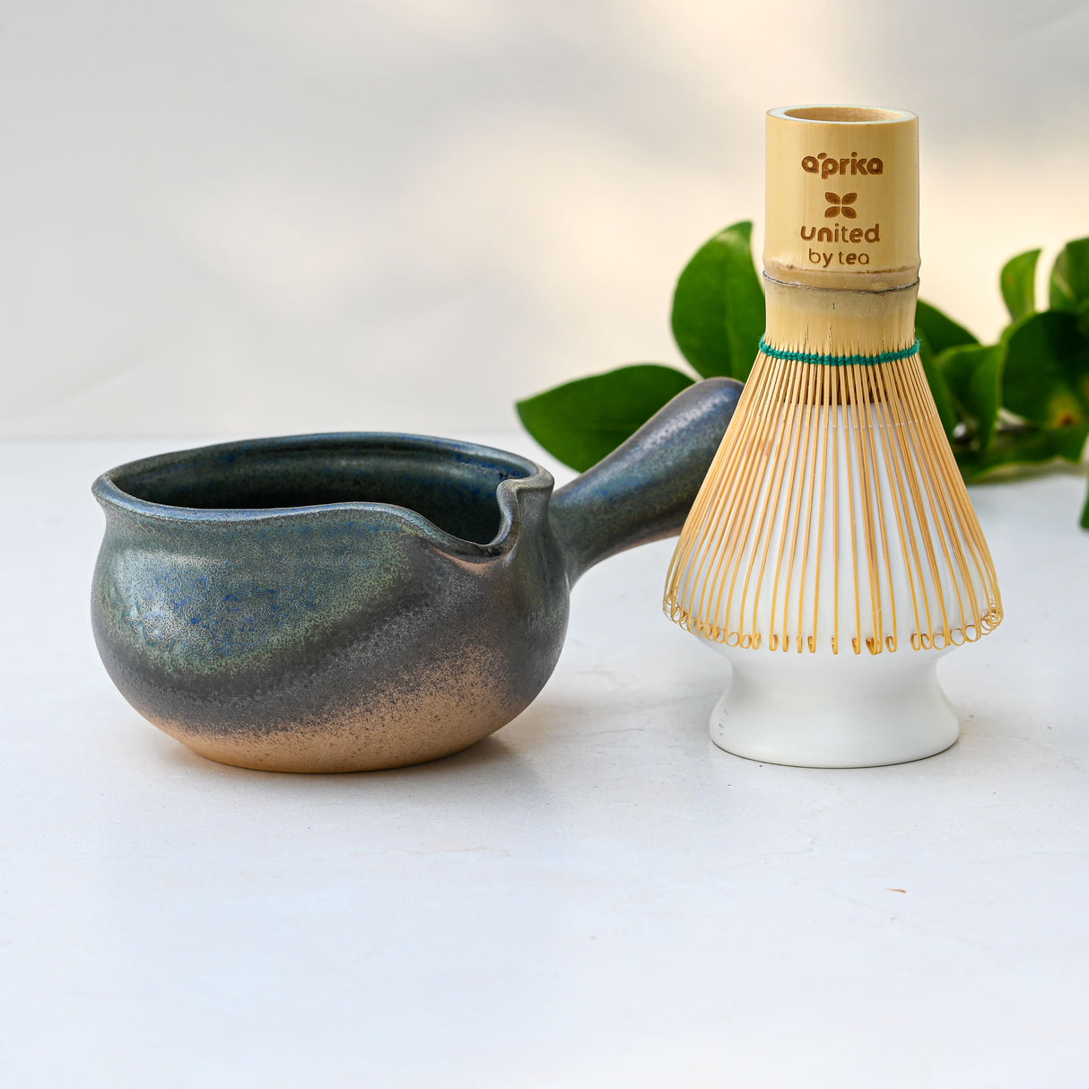 Blue Spouted Ceramic Matcha Bowl by Aprika Life - Sumiye Co