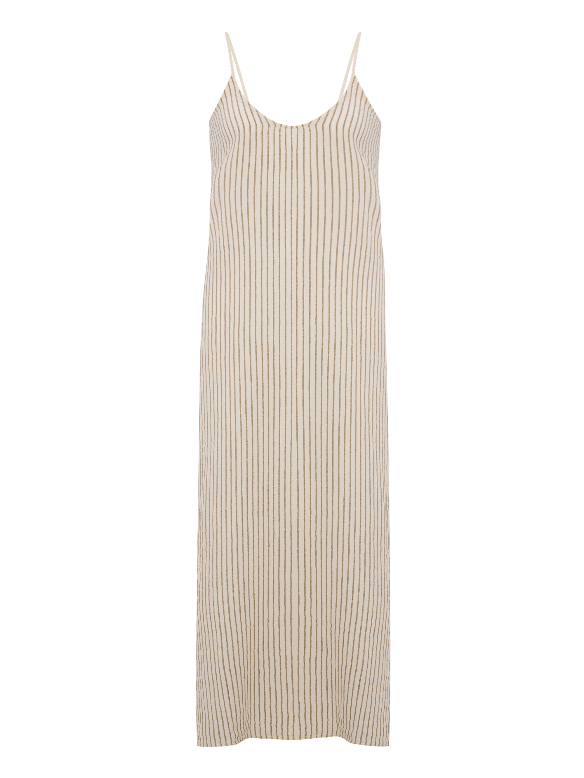 Yaz Dress - Khaki Green Stripes - Sumiye Co