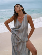 Day Break Dress - Navy With Stripes - Sumiye Co