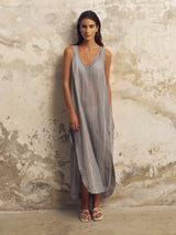 Day Break Dress - Navy With Stripes - Sumiye Co