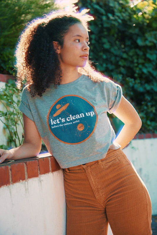 Crop Top | Let's Clean Up Badge (Organic Eco Cotton)-0