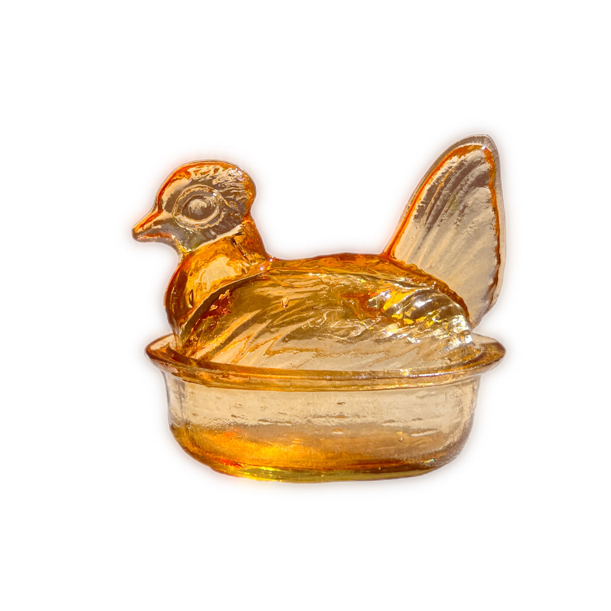 Nesting Hen Bowl & Lid - AMBER(Maple) | Hand Blown Glass - Colombia