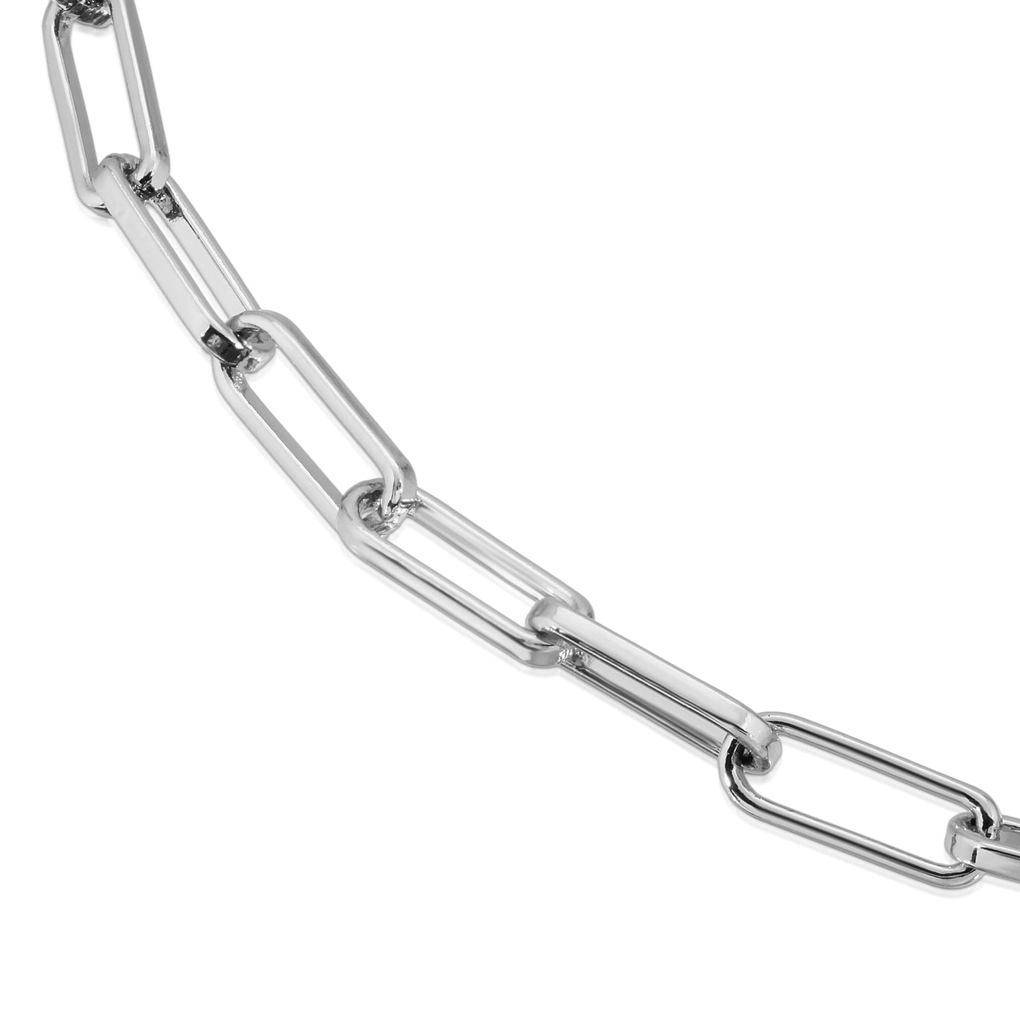 3.4mm Elongated Link Silver Chain Anklet