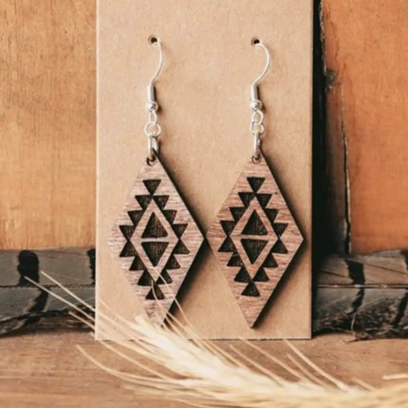 Earrings Engraved Southwest Boho - Sumiye Co