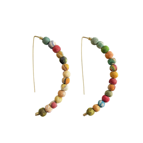 Kantha Beads Arc Earrings - Sumiye Co