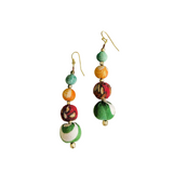 Colorful beaded earrings on a white background