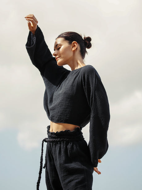 Paloma Paper Bag Pants - Black - Sumiye Co