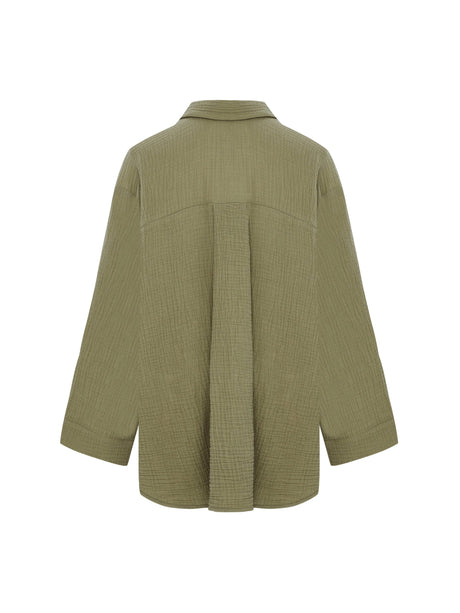 Echo Maxi Shirt - Khaki Green - Sumiye Co