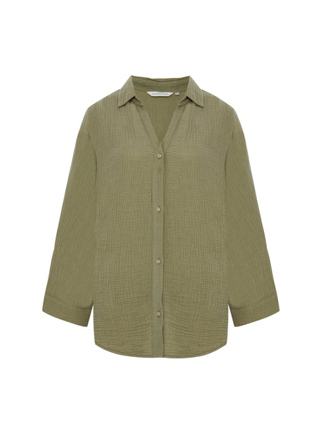 Echo Maxi Shirt - Khaki Green - Sumiye Co
