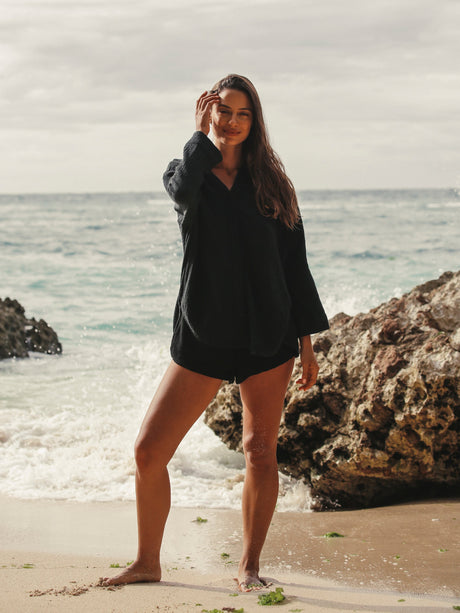 Echo Maxi Shirt - Black - Sumiye Co