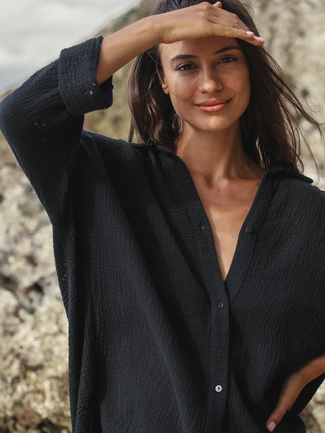 Echo Maxi Shirt - Black - Sumiye Co