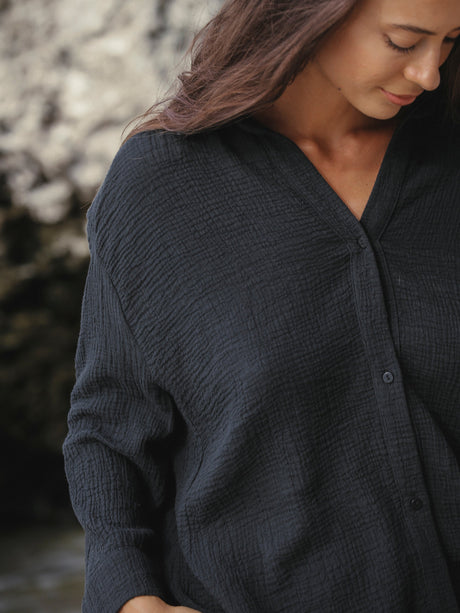 Echo Maxi Shirt - Black - Sumiye Co