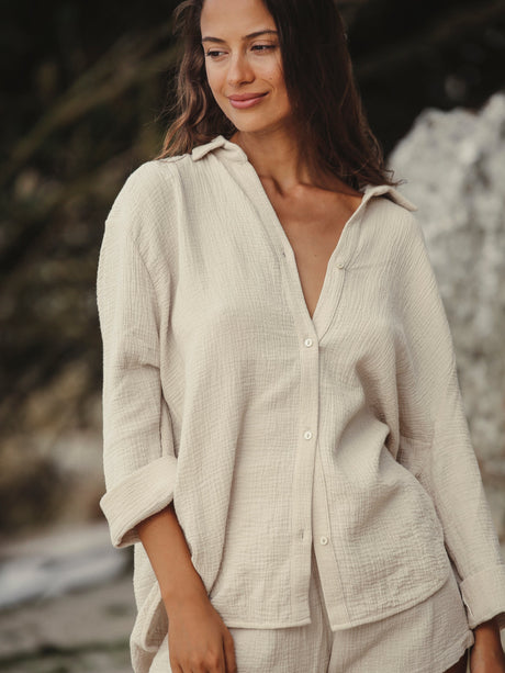 Echo Maxi Shirt - Oatmeal - Sumiye Co