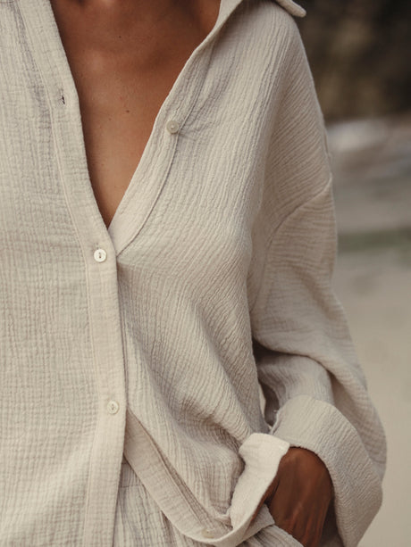 Echo Maxi Shirt - Oatmeal - Sumiye Co