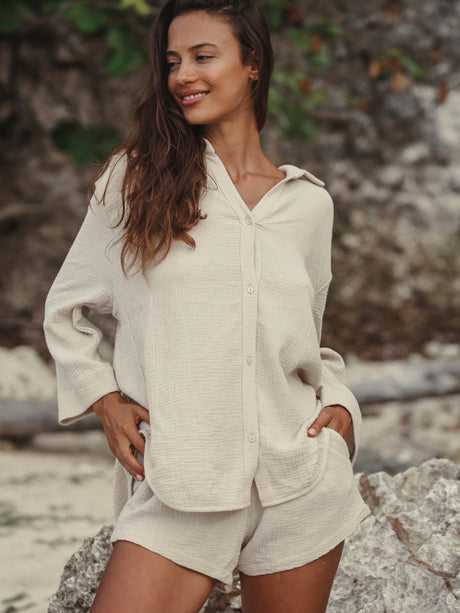 Echo Maxi Shirt - Oatmeal - Sumiye Co