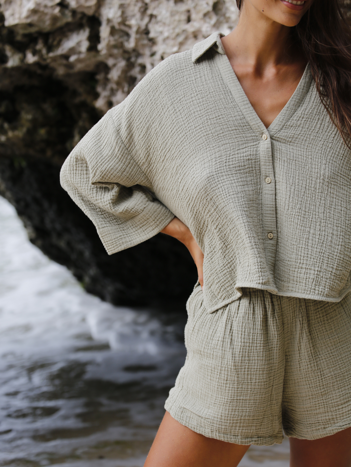 Echo Mini Shirt - Khaki Green - Sumiye Co