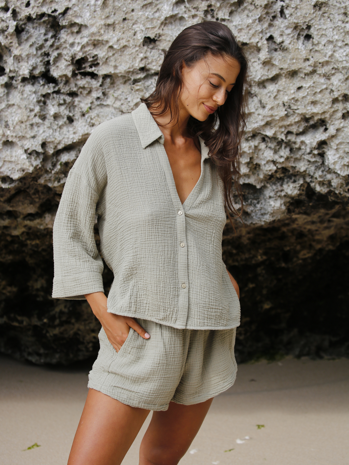 Echo Mini Shirt - Khaki Green - Sumiye Co