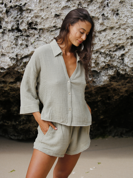 Echo Mini Shirt - Khaki Green - Sumiye Co