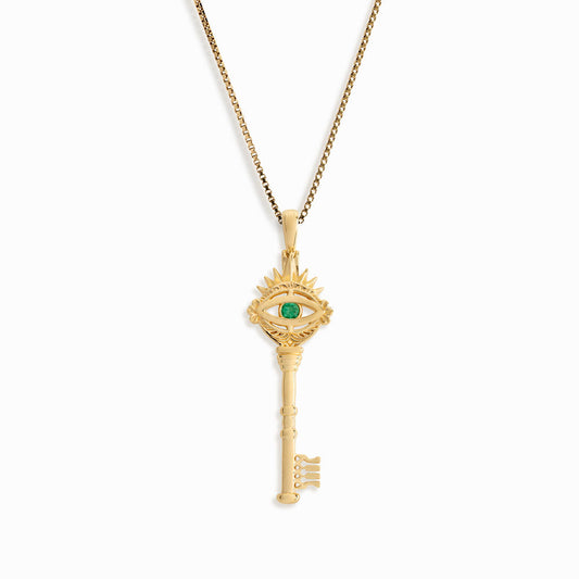 Emerald Evil Eye Key Necklace by Awe Inspired