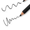 Black eyeliner pencil with wavy lines on a white background