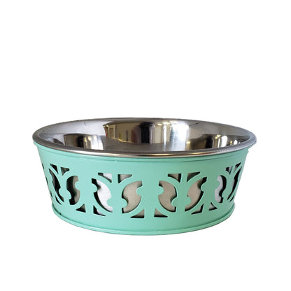 Stainless Steel Country Farmhouse Dog Bowl, RE Mint Green-0