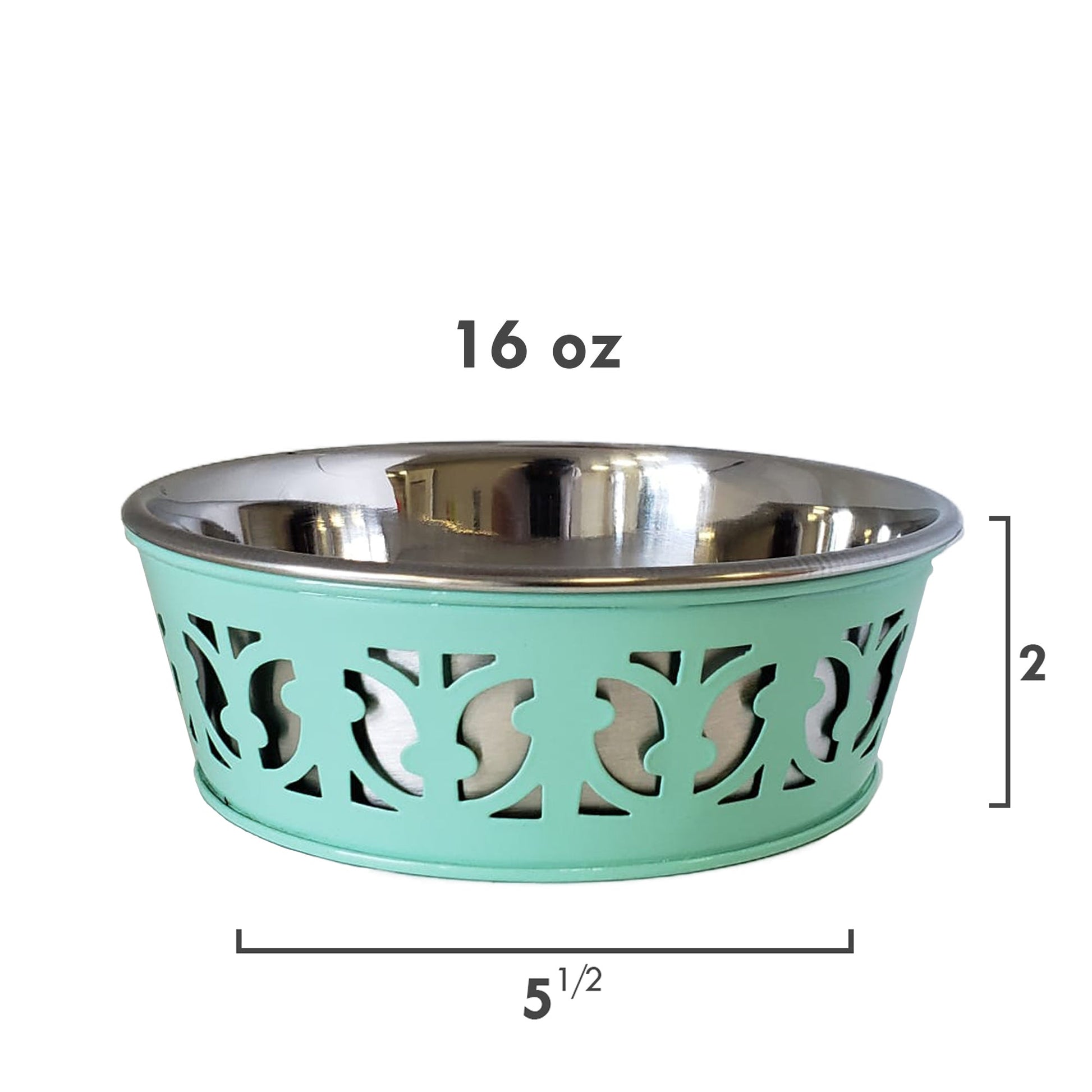 Stainless Steel Country Farmhouse Dog Bowl, RE Mint Green-1