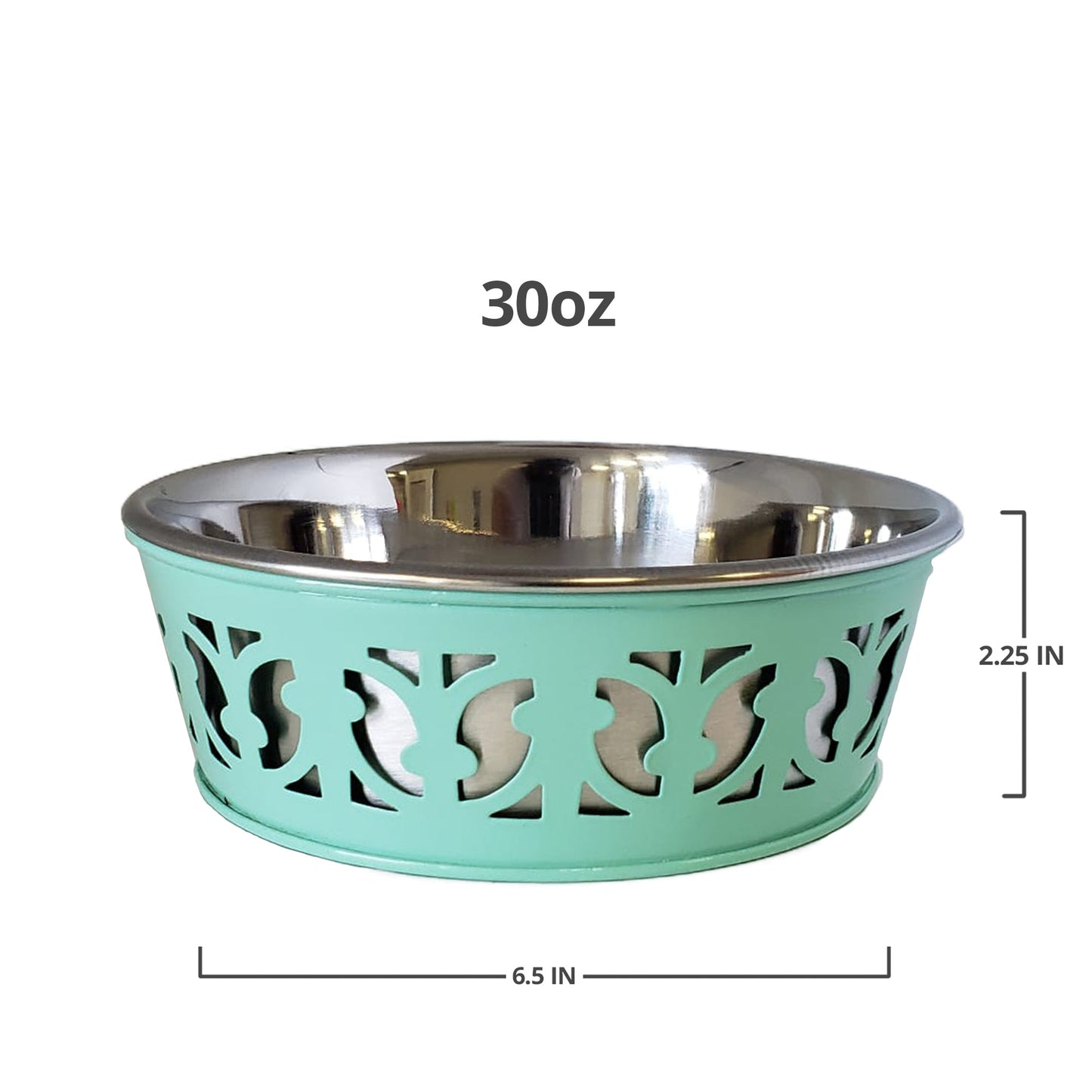 Stainless Steel Country Farmhouse Dog Bowl, RE Mint Green-2