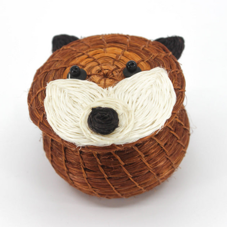 Kids Fox Tiny Lidded Basket 2" x 2.5" - Sumiye Co