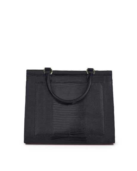 The Large Luncher  - Black Lizard | Designer Lunch Bags & Totes - Sumiye Co