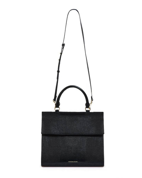 The Large Luncher  - Black Lizard | Designer Lunch Bags & Totes - Sumiye Co
