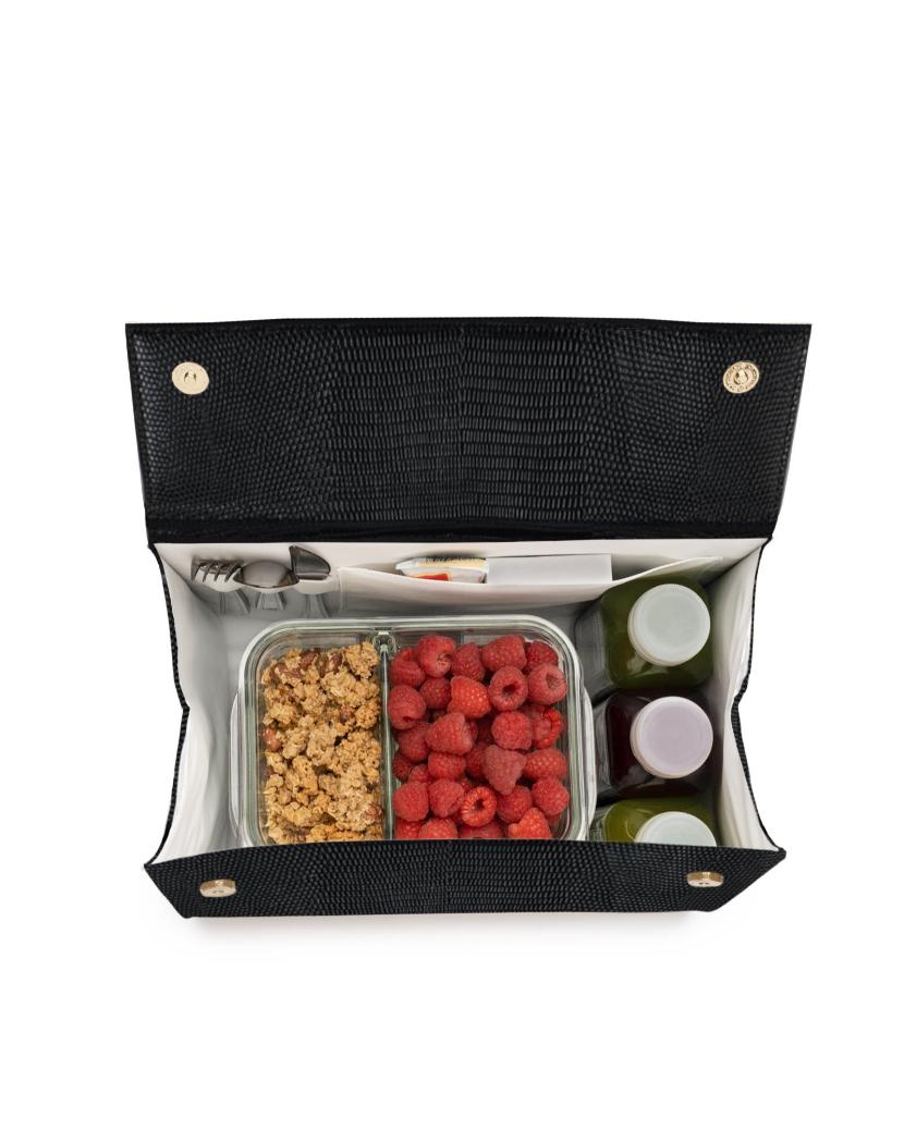 The Large Luncher  - Black Lizard | Designer Lunch Bags & Totes - Sumiye Co