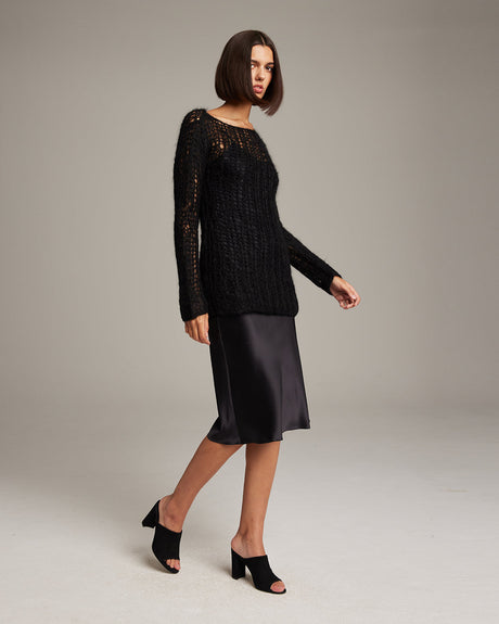 Open Mesh Boatneck Sweater - Sumiye Co