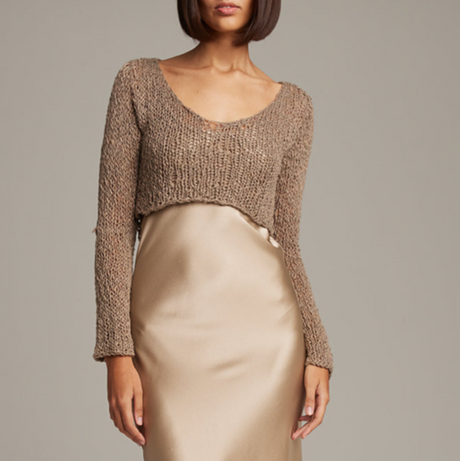 Flammé Loose Knit Cropped Sweater - Sumiye Co