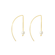 Gold earrings with pearl drops on a white background
