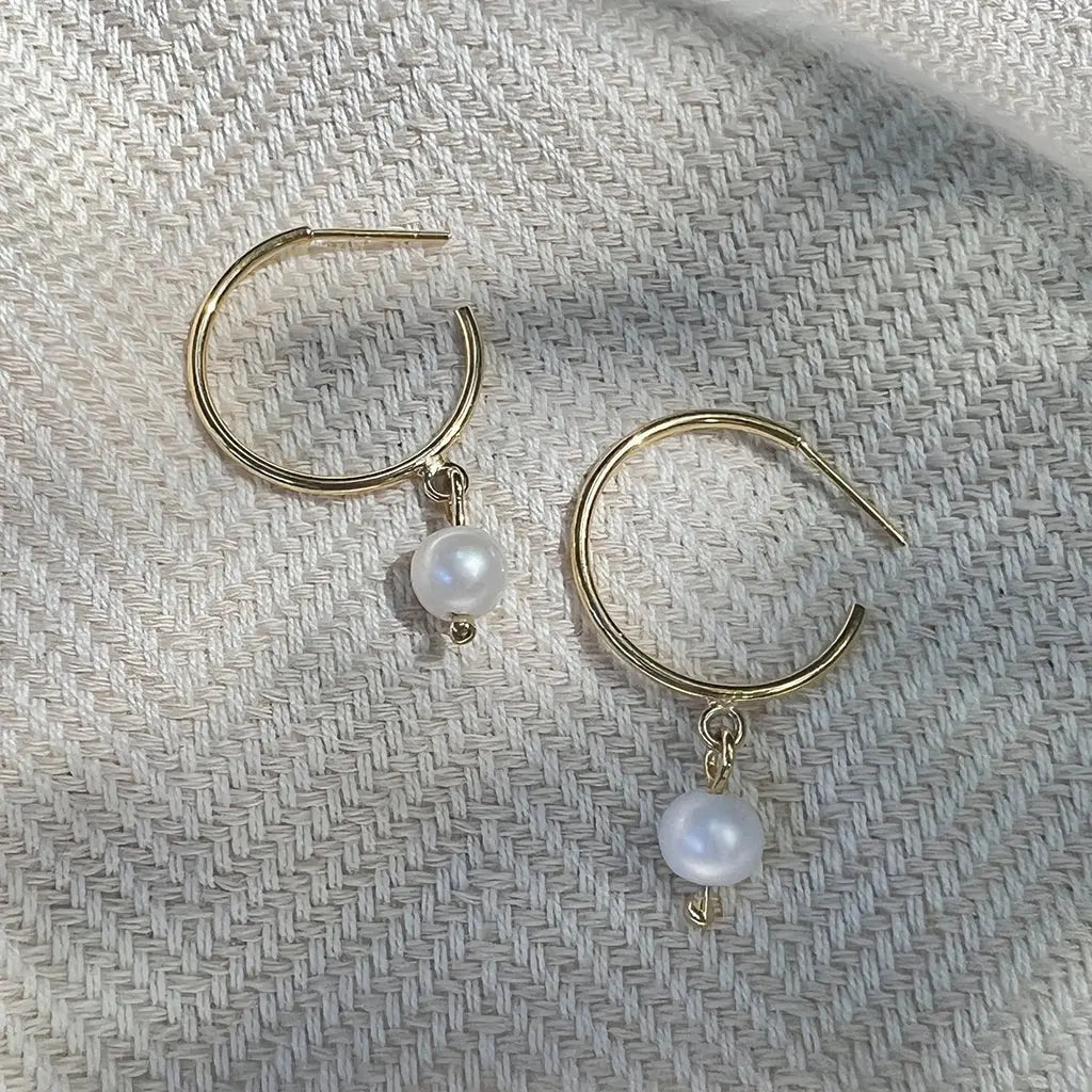 Freshwater Pearl Hoop Earrings-1