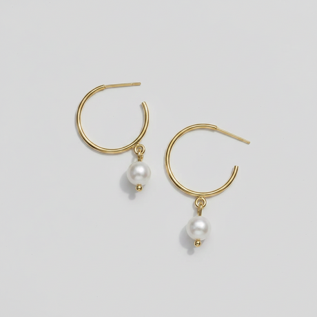 Earrings | Freshwater Pearl Hoop - Sumiye Co