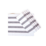 White placemats with black stripes on a white background