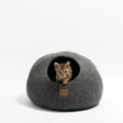 Premium Felted Wool Cat Cave Bed - Stone Gray - Sumiye Co