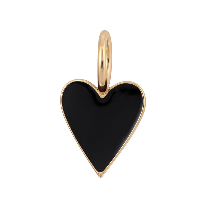 Cara Black Enamel Heart Charm Necklace