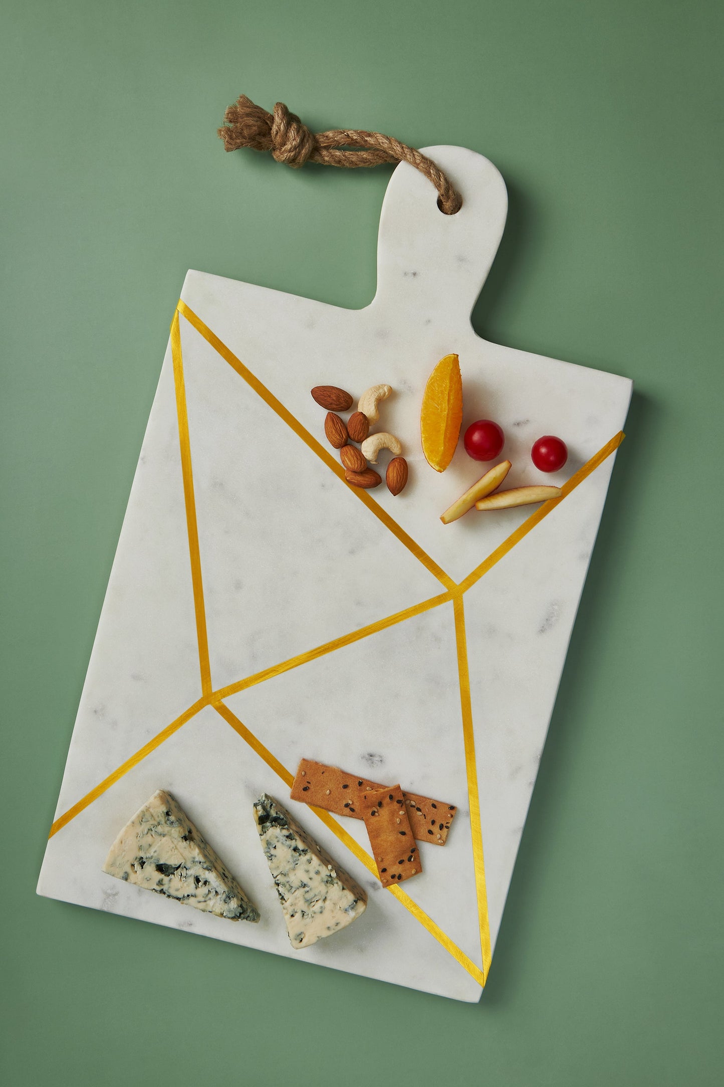 Badajoz Marble Cheese Board 18" x 10" (White & Gold)