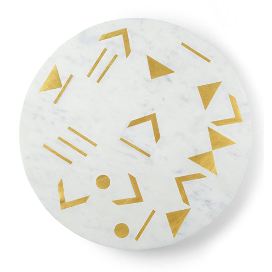 Olympia Marble Lazy Susan 16"(White & Gold )