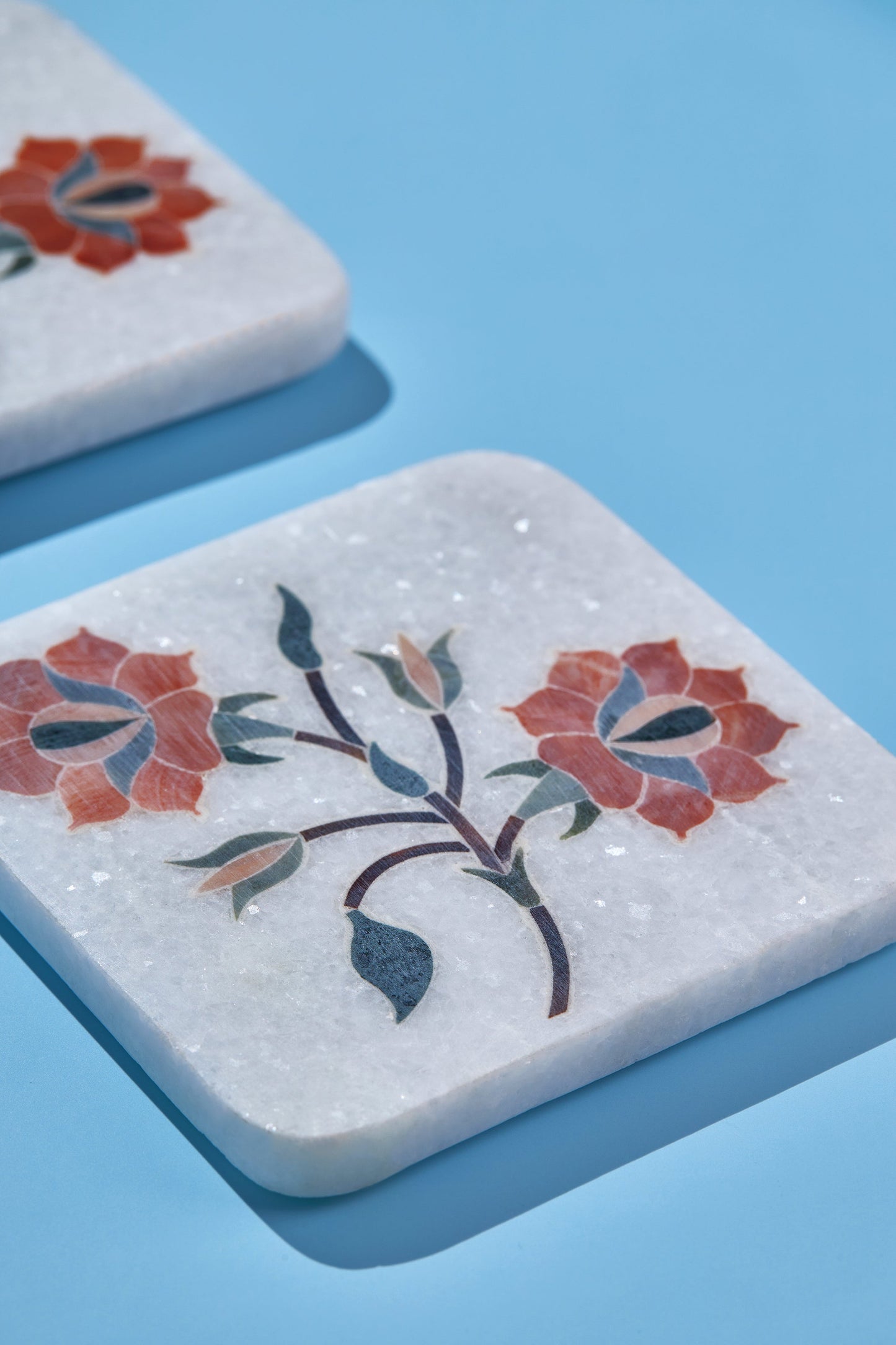 In Bloom Floral Marble Coasters, Set of 4