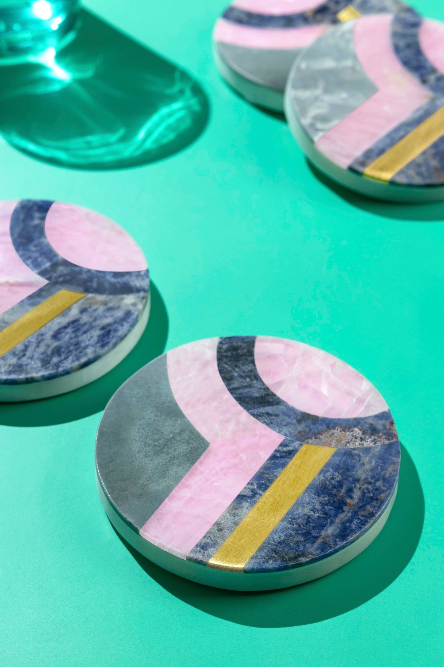 Retro Provence Marble Coasters, Set of 4