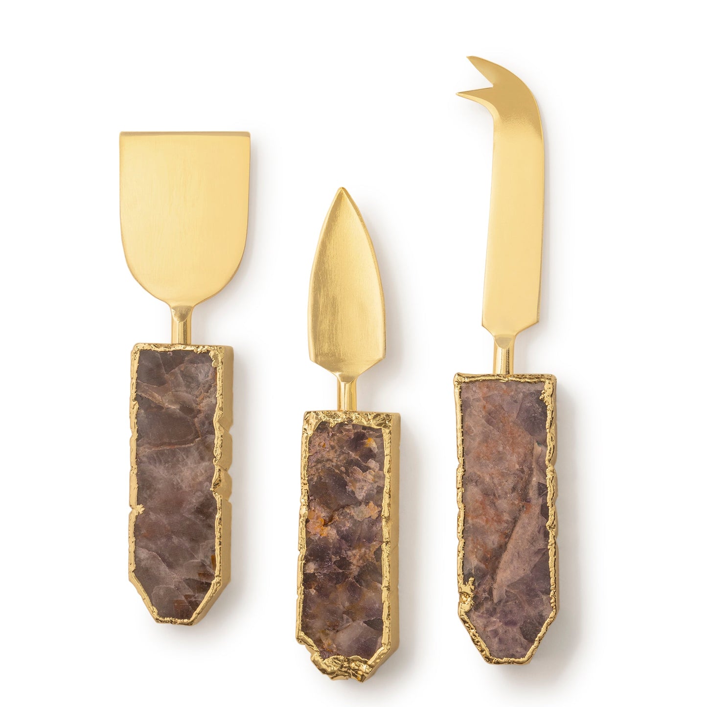 Amethyst Cheese Knives, Set of 3