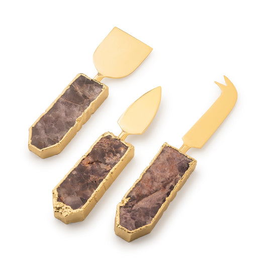 Amethyst Cheese Knives, Set of 3