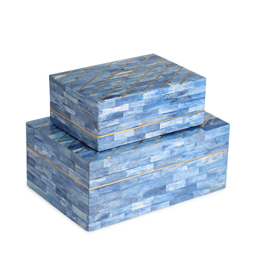 Monaco Blue Decorative Boxes, Set of 2