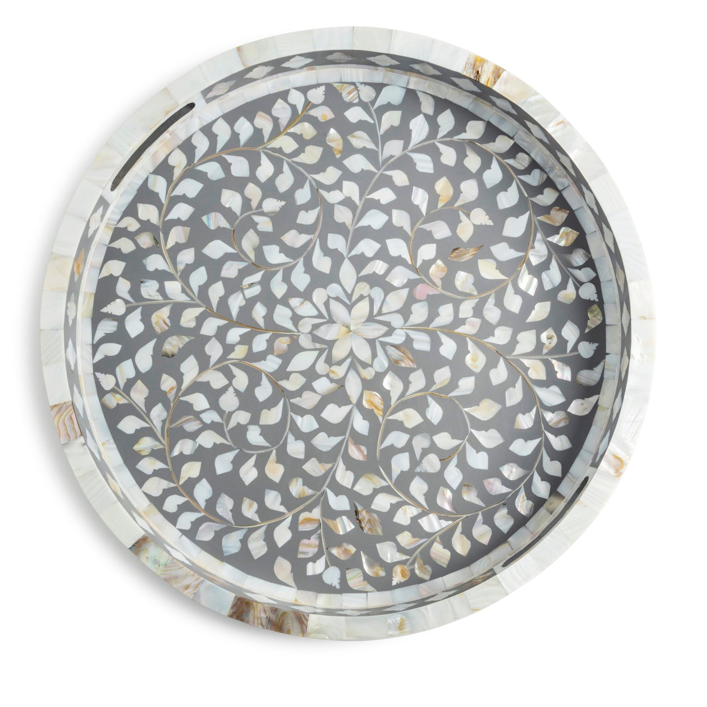 Mother of Pearl Decorative Tray - Grey, 18"