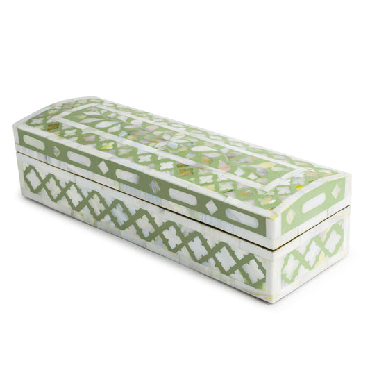 Mother of Pearl Decorative Box - Olive 12" x 4" x 3"