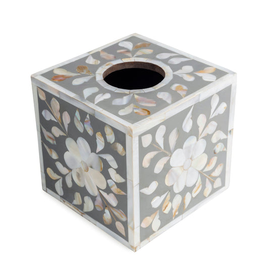 Mother of Pearl Tissue Box Cover - Gray
