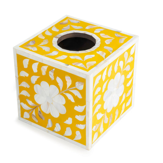 Mother of Pearl Tissue Box Cover - Mustard